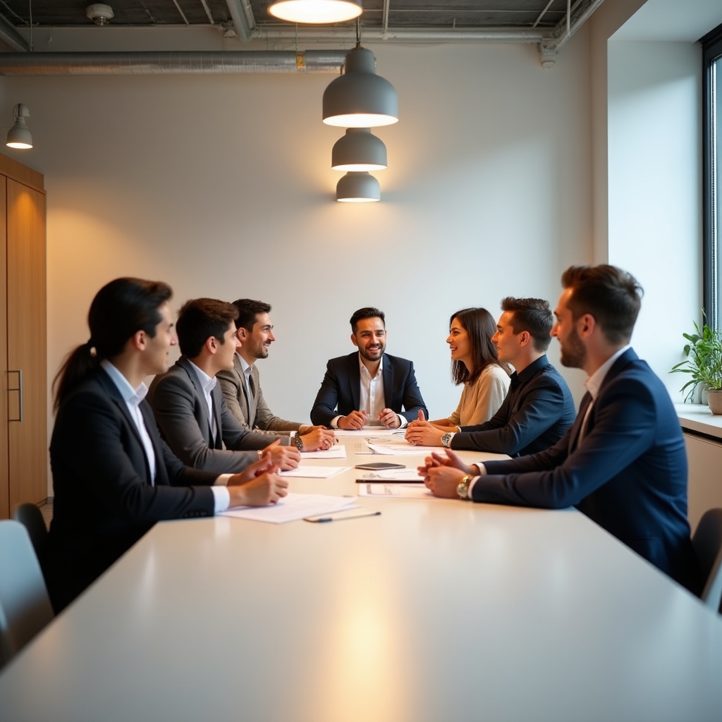 Young professionals in a financial organization workshop, collaborative group setting